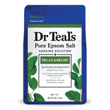 Dr Teals Epsom Magnesium Salt Soak Relax & Relief with Eucalyptus & Spearmint Essential Oils 3 lbs